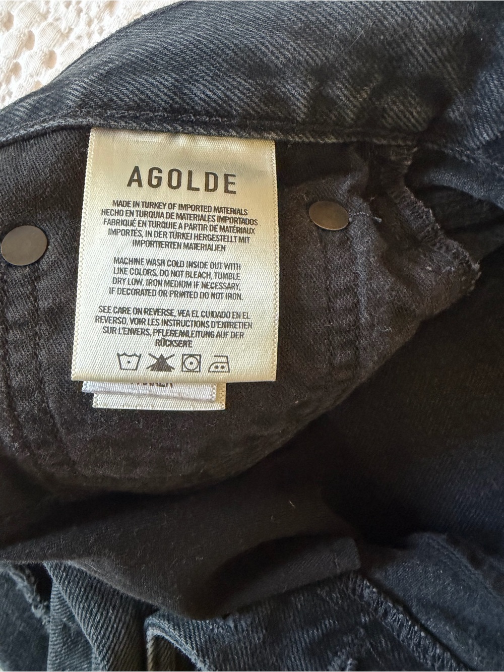 AGOLDE Black Distressed High-Rise Denim Shorts - Picture 6 of 8